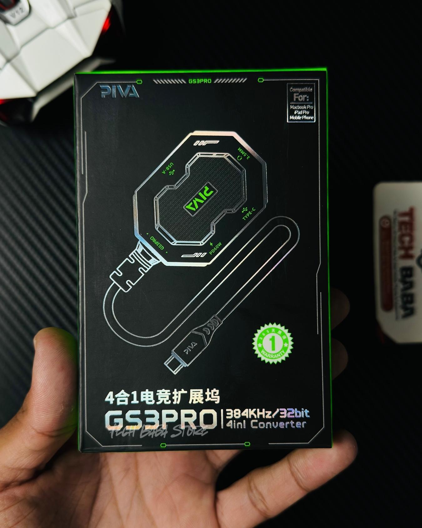 Piva GS3 Pro Type-C 4-in-1 Gaming Splitter — 60W Charging + 32-Bit DAC Audio | Best PUBG Splitter Pakistan