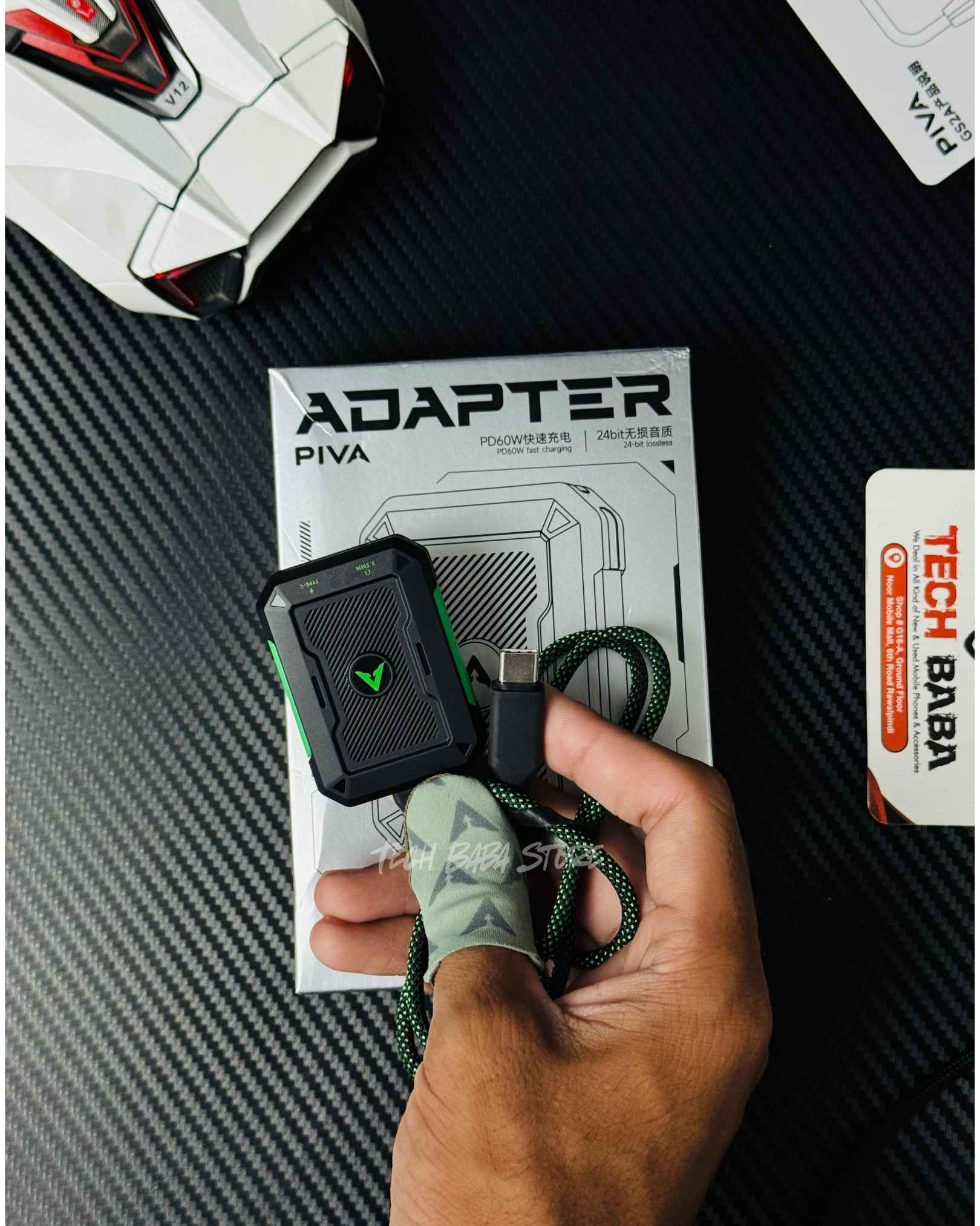 Piva GS2 2-in-1 Type C to 3.5mm Gaming Splitter | 60W PD Fast Charge & Zero Delay Audio for PUBG Mobile