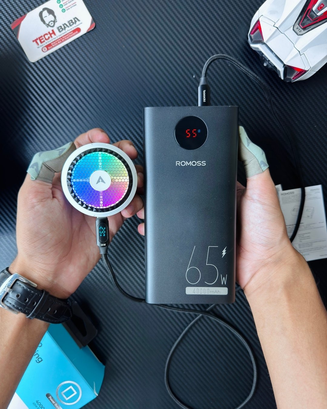 ROMOSS PEA40 Pro 40000mAh 65W Power Bank | Run Cooling Fan + Fast Charge | Lowest Price Pakistan