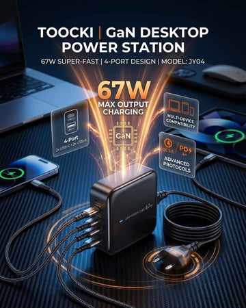 Toocki 67W GaN 4-Port Gaming Charging Station — An All-in-one solution for Gamers!