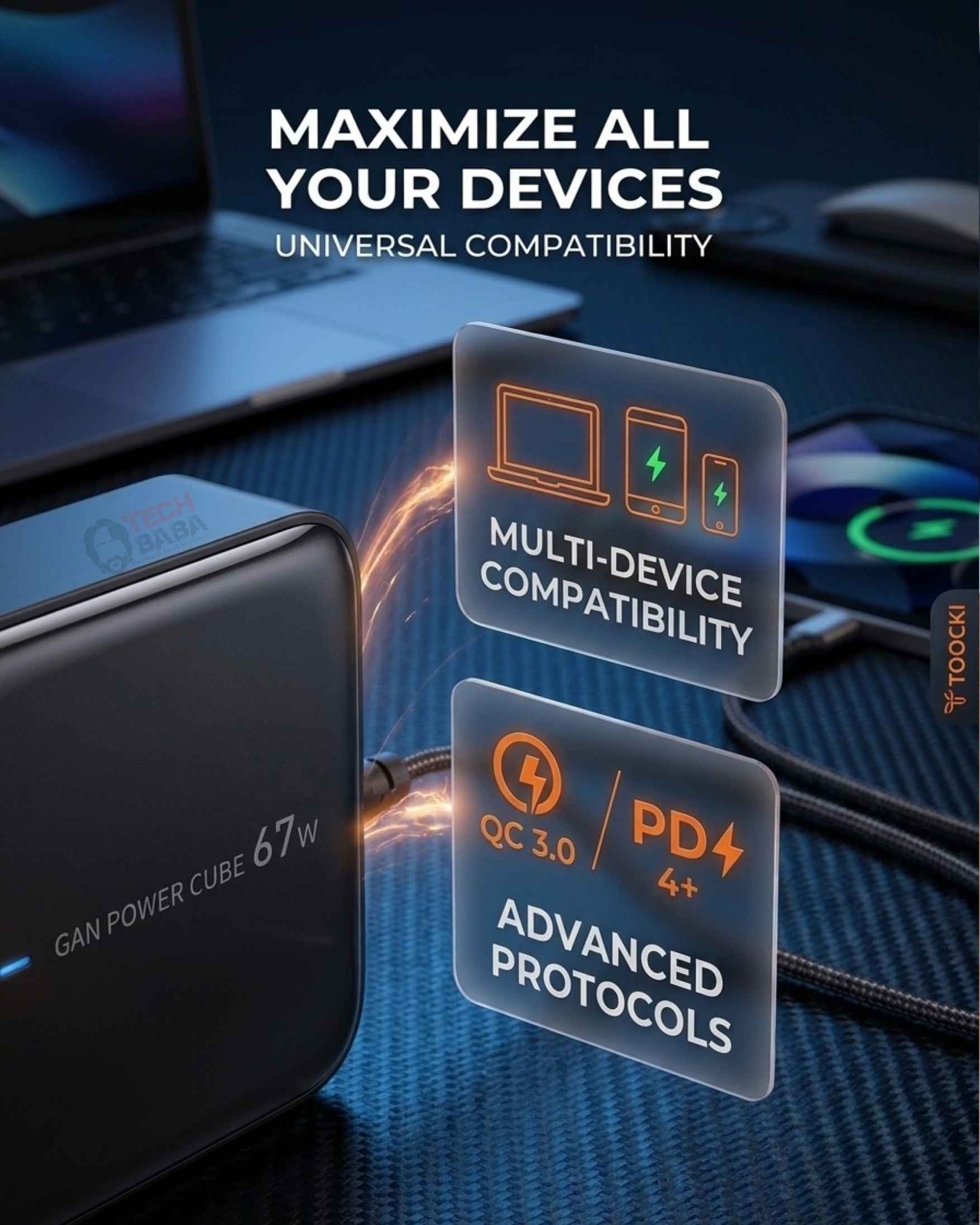 Toocki 67W GaN 4-Port Gaming Charging Station — An All-in-one solution for Gamers!