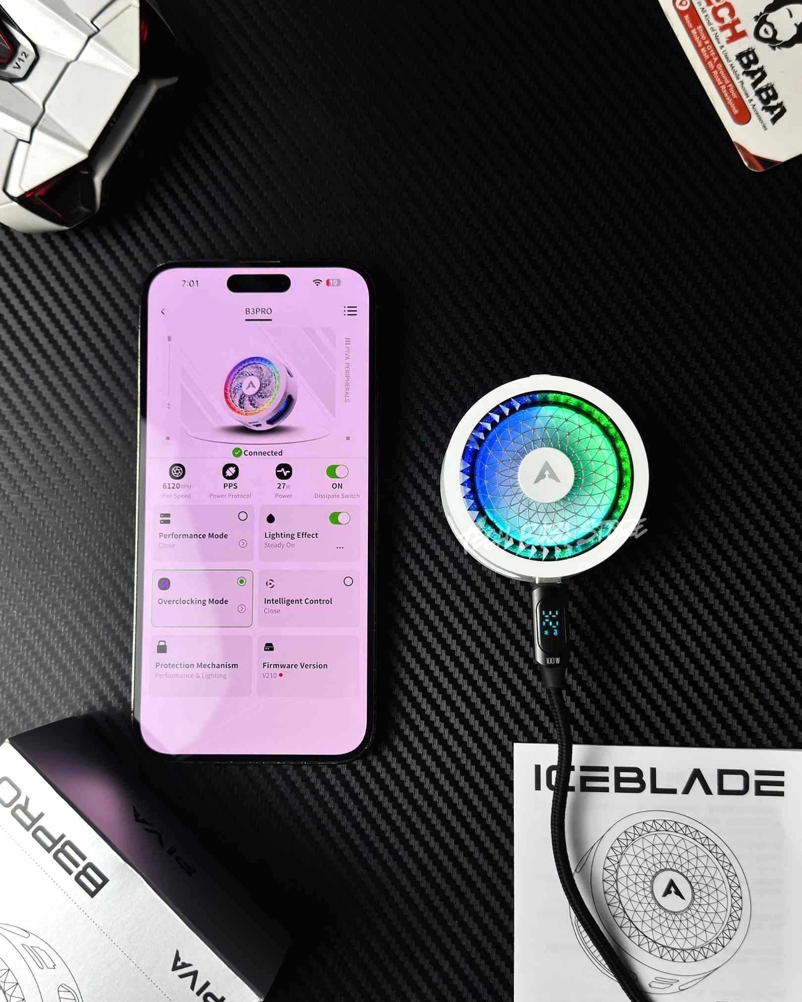 Piva B3 Pro Cooling Fan with App Control | 25-31W Max Output with Fully Customisable RGB Lights