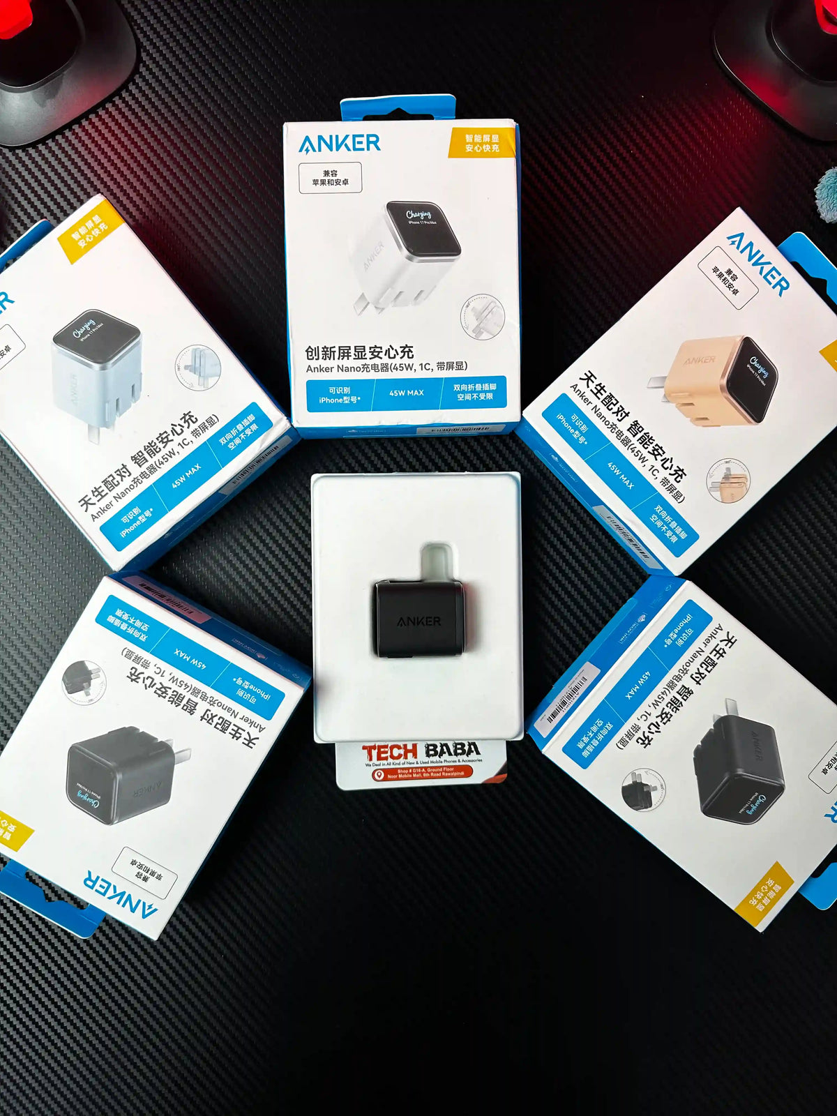 showing all colour of nker_Nano_45W_Charger_With_Smart_Display.picture by TechBabaStore.pk