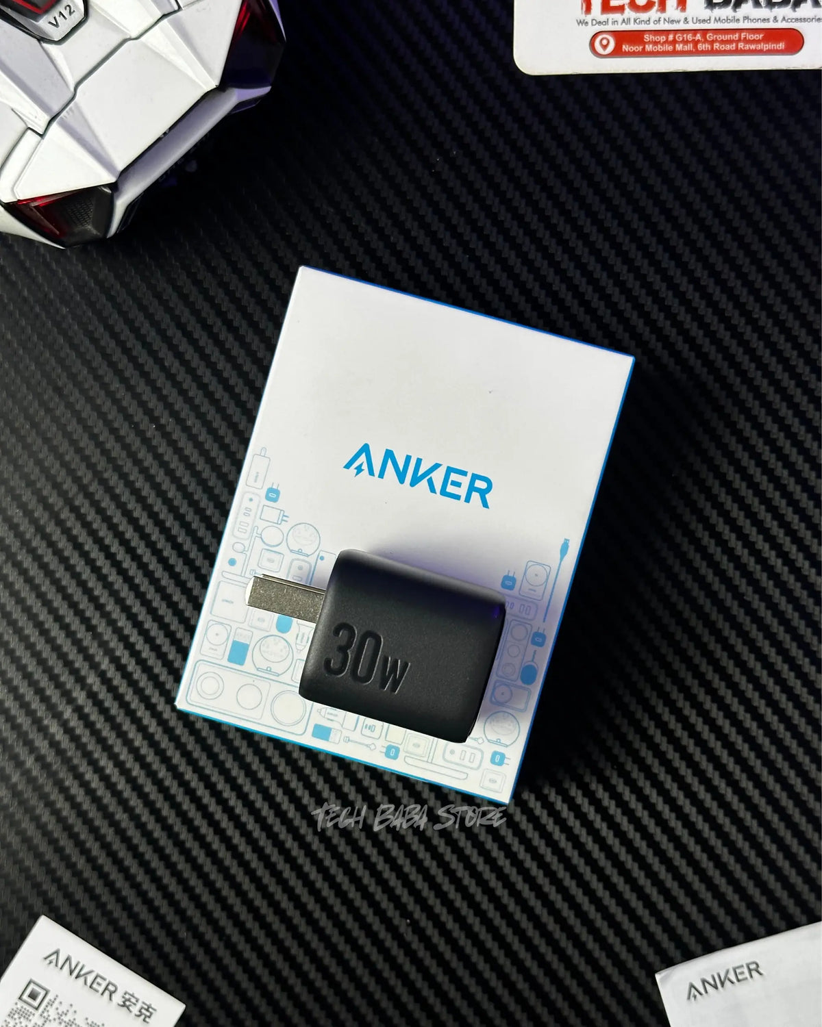 showing the AnkerZolo30WCompactUSB-CGaNCharger and the box also showing the closeup view of this. picture by techbabastore.pk