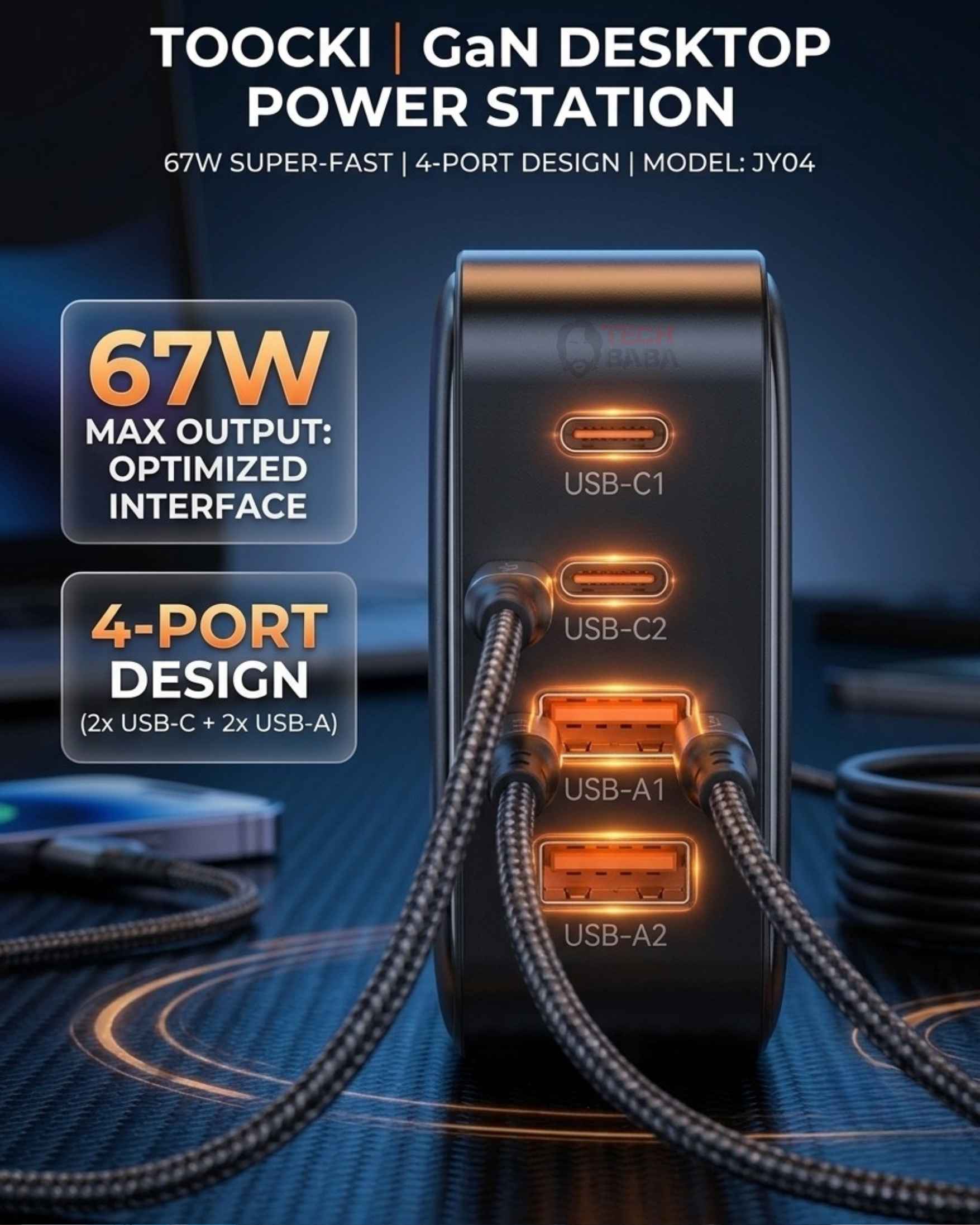 Toocki 67W GaN 4-Port Gaming Charging Station — An All-in-one solution for Gamers!