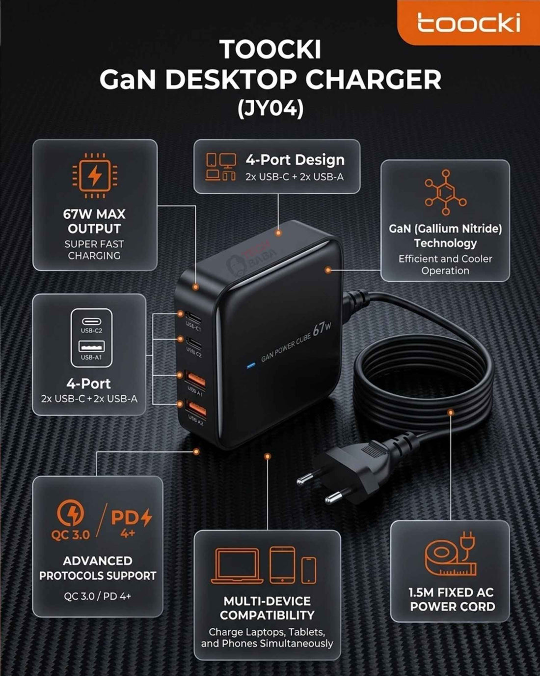 Toocki 67W GaN 4-Port Gaming Charging Station — An All-in-one solution for Gamers!