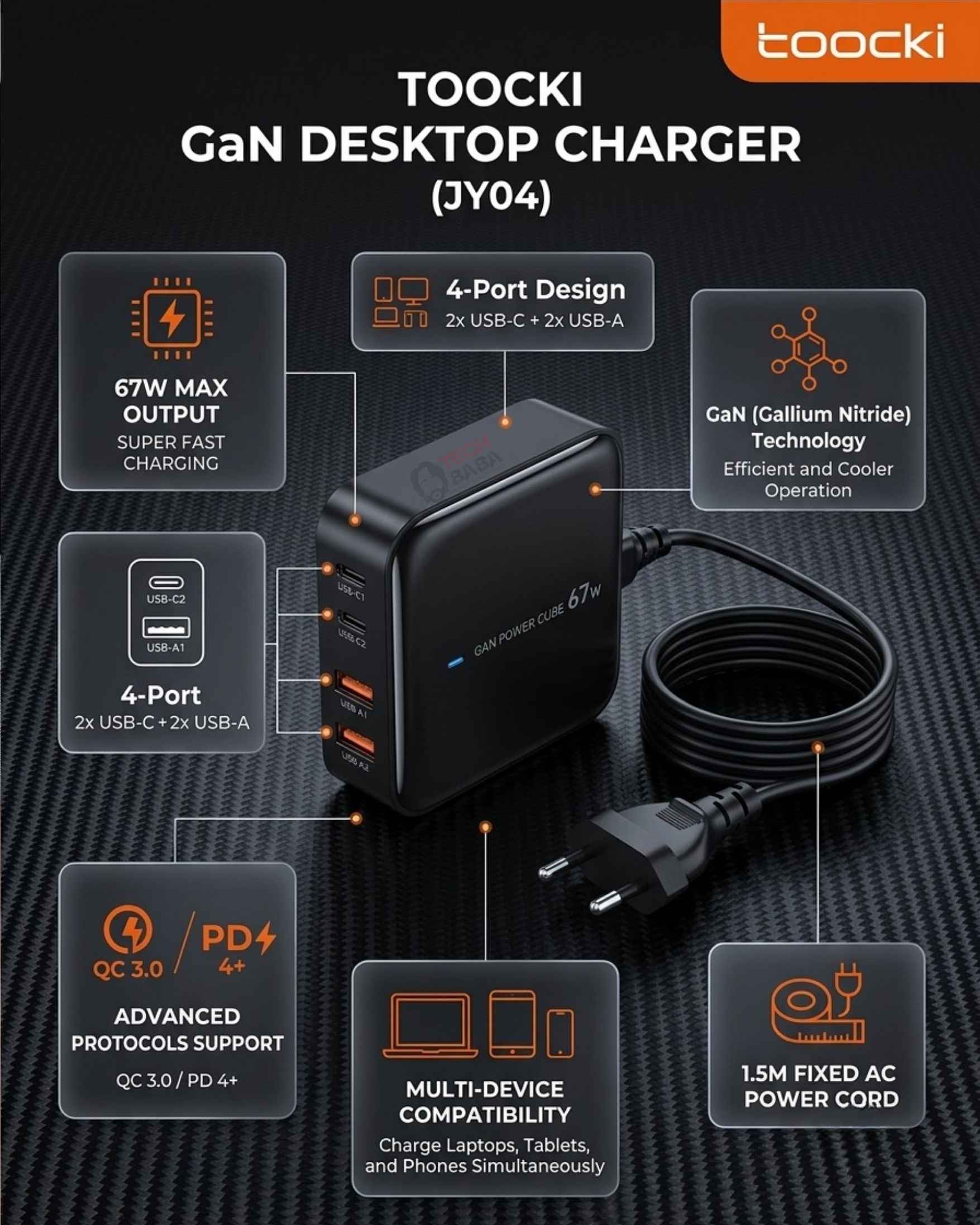 Toocki 67W GaN 4-Port Gaming Charging Station — An All-in-one solution for Gamers!
