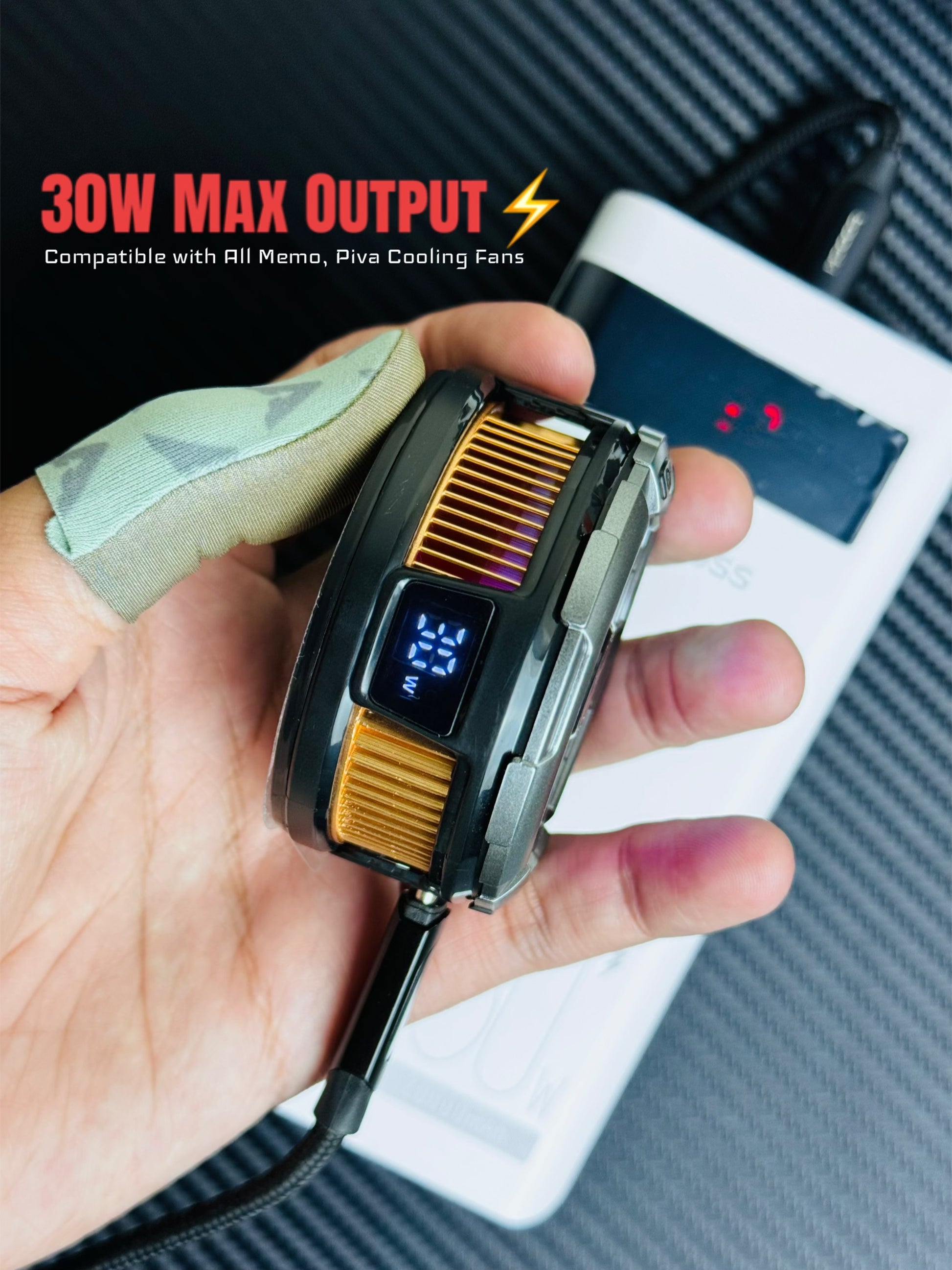 ROMOSS Sense 6Ps Pro Powerbank Running a Memo Cx26 Cooling Fan at Full Max 30W Power, It’s compatible with All 30W Cooling Fans, ideal for Pubg gamers