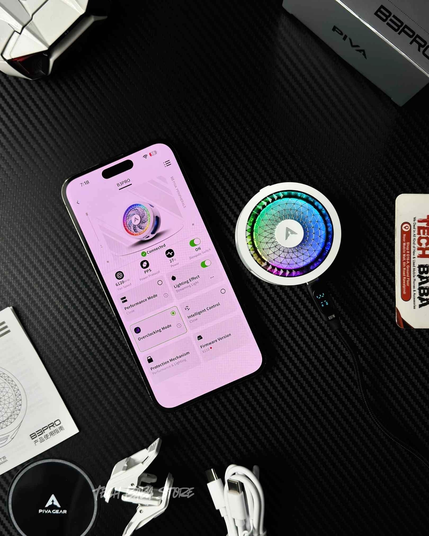 Piva B3 Pro Cooling Fan with App Control | 25-31W Max Output with Fully Customisable RGB Lights