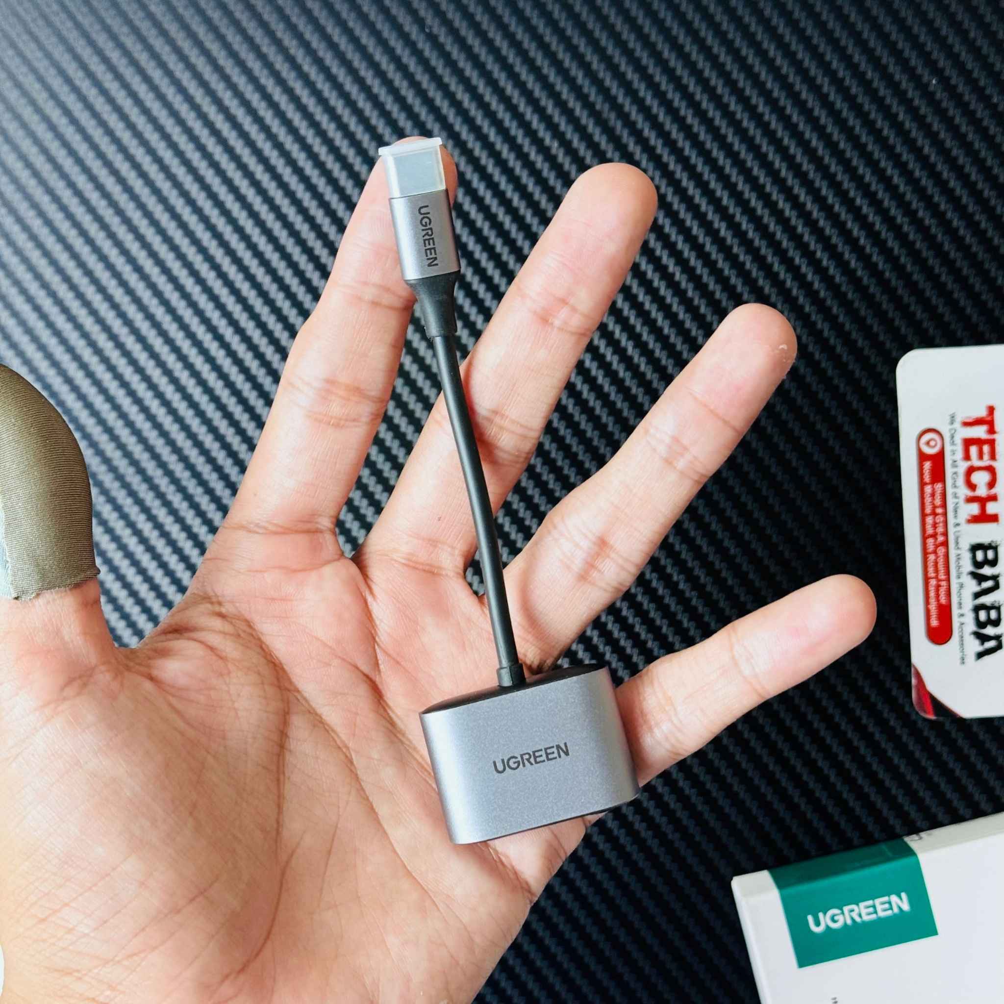 UGREEN 60164 Splitter Size Comparison in hand