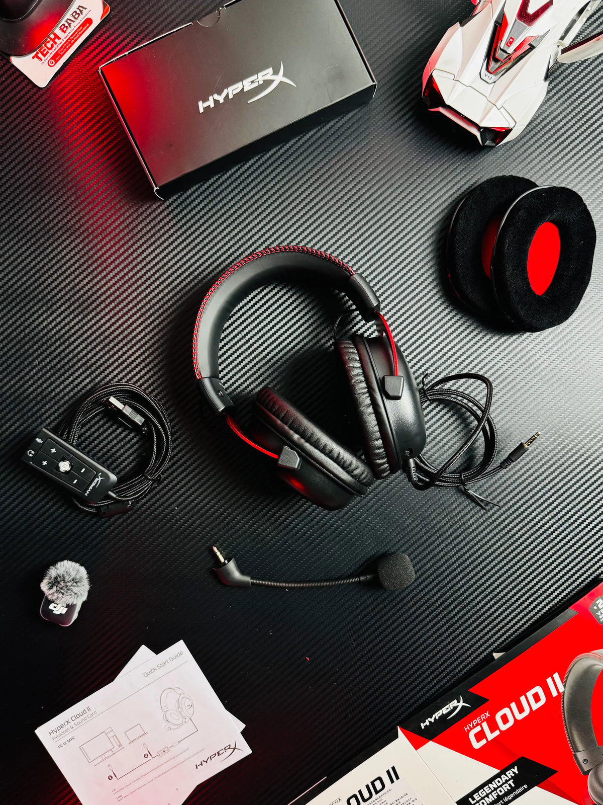 Title Picture of HyperX Cloud II Wired Gaming Headsets including everything that comes in the box - Picture by TechBabaStore.pk