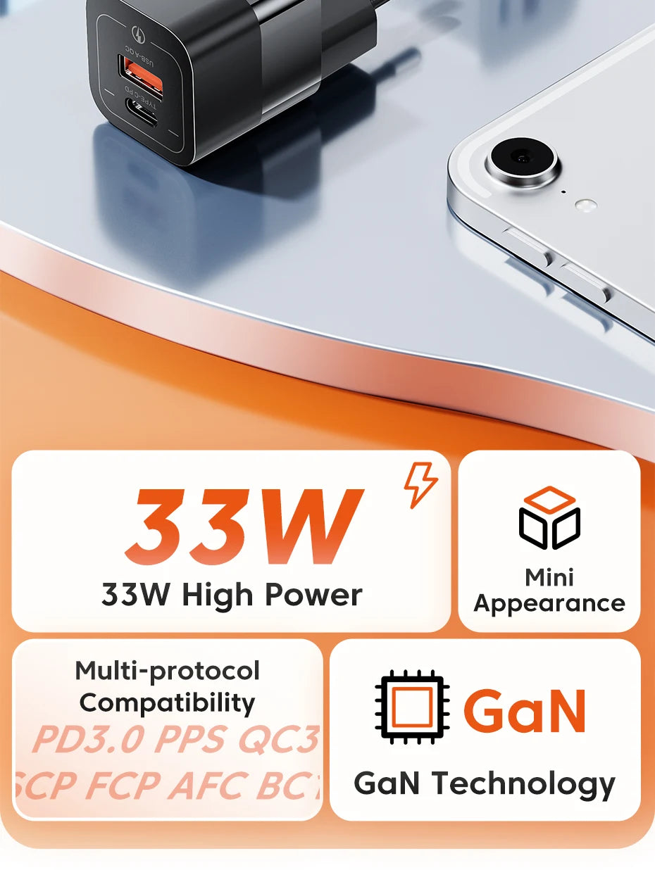 Toocki 33W GaN PD Power Adapter | Best for Cooling Fans⚡️
