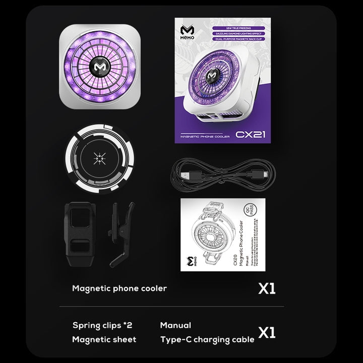 MEMO CX21 High Power 18W Magnetic Phone Cooler with Back Clip Semiconductor Ice Cooling Radiator for Mobile Gaming Position 3.picture by techbabastore.pk