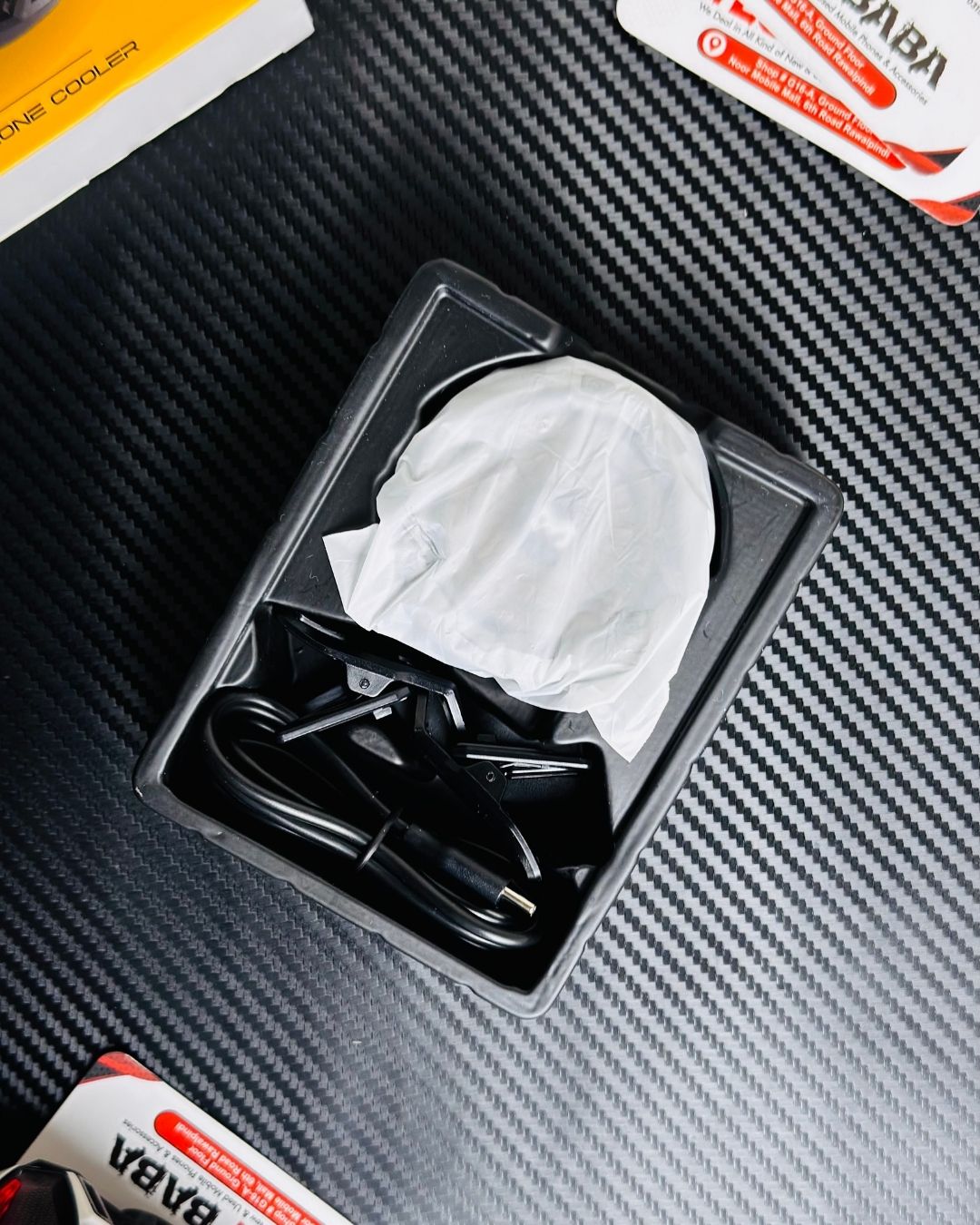 showing a MEMO_CX26_Ultra_30W_Phone_Cooler box opining view.picture by techbabastore.pk