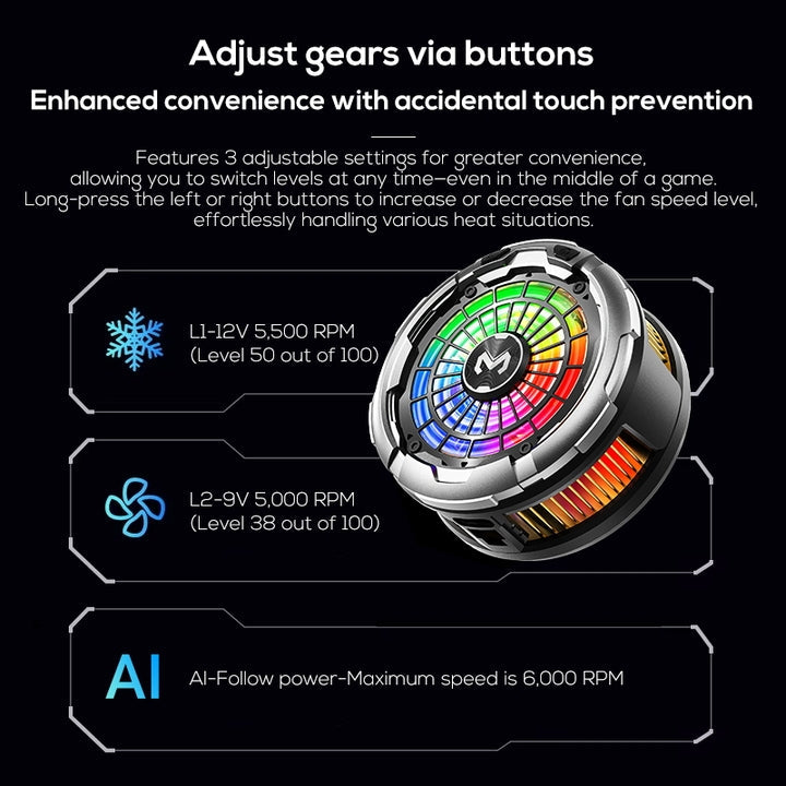MEMO CX26 Ultra 30W Magnetic Semiconductor Radiator High Powder Phone Cooler with Temperature Display for PUBG Mobile Gamer Position 3