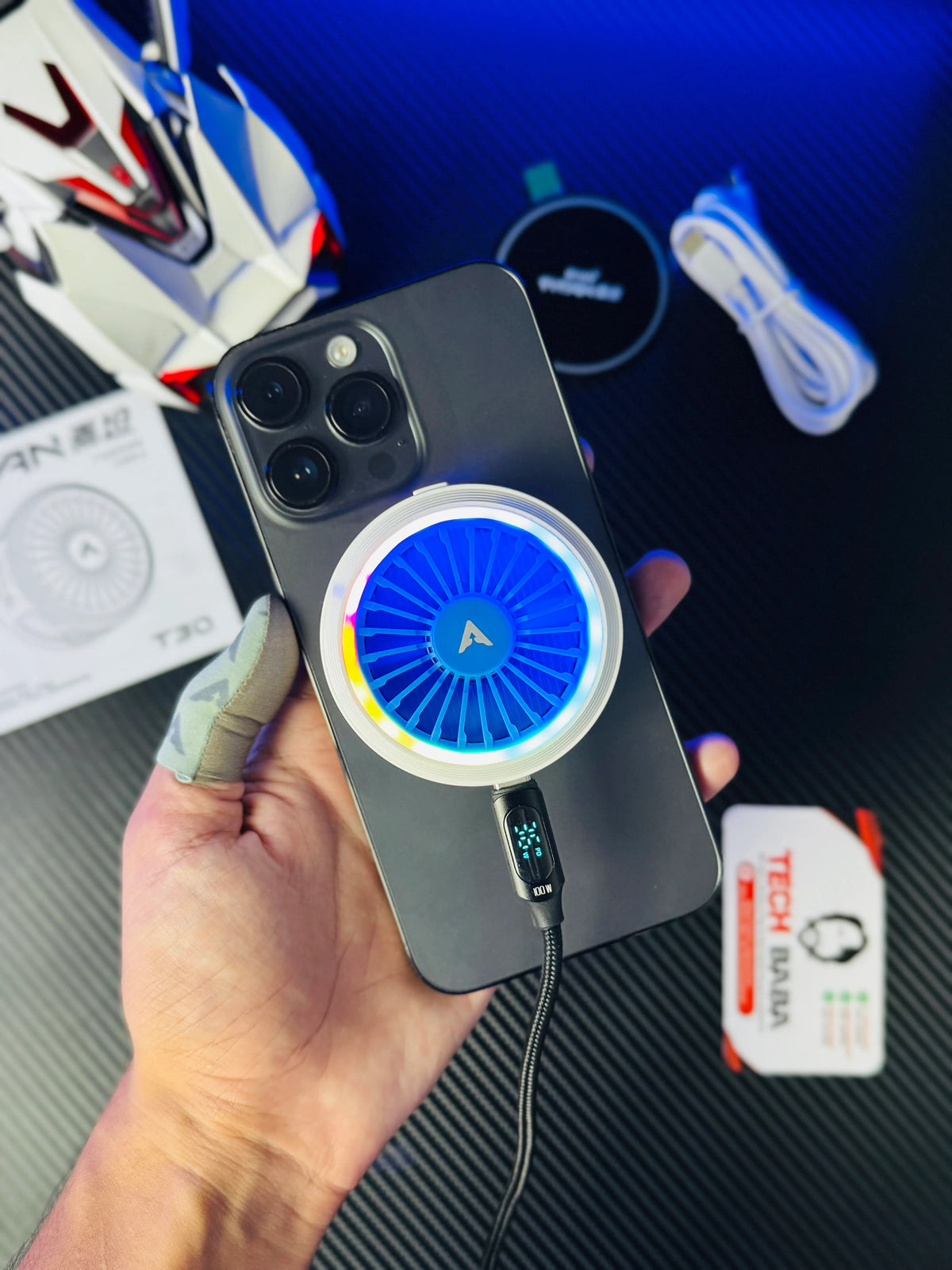 Piva Titan T30 Mobile Cooling Fan — 40W+ Power, Smart Temp Control, App Support, RGB | Best Piva Cooling Fan
