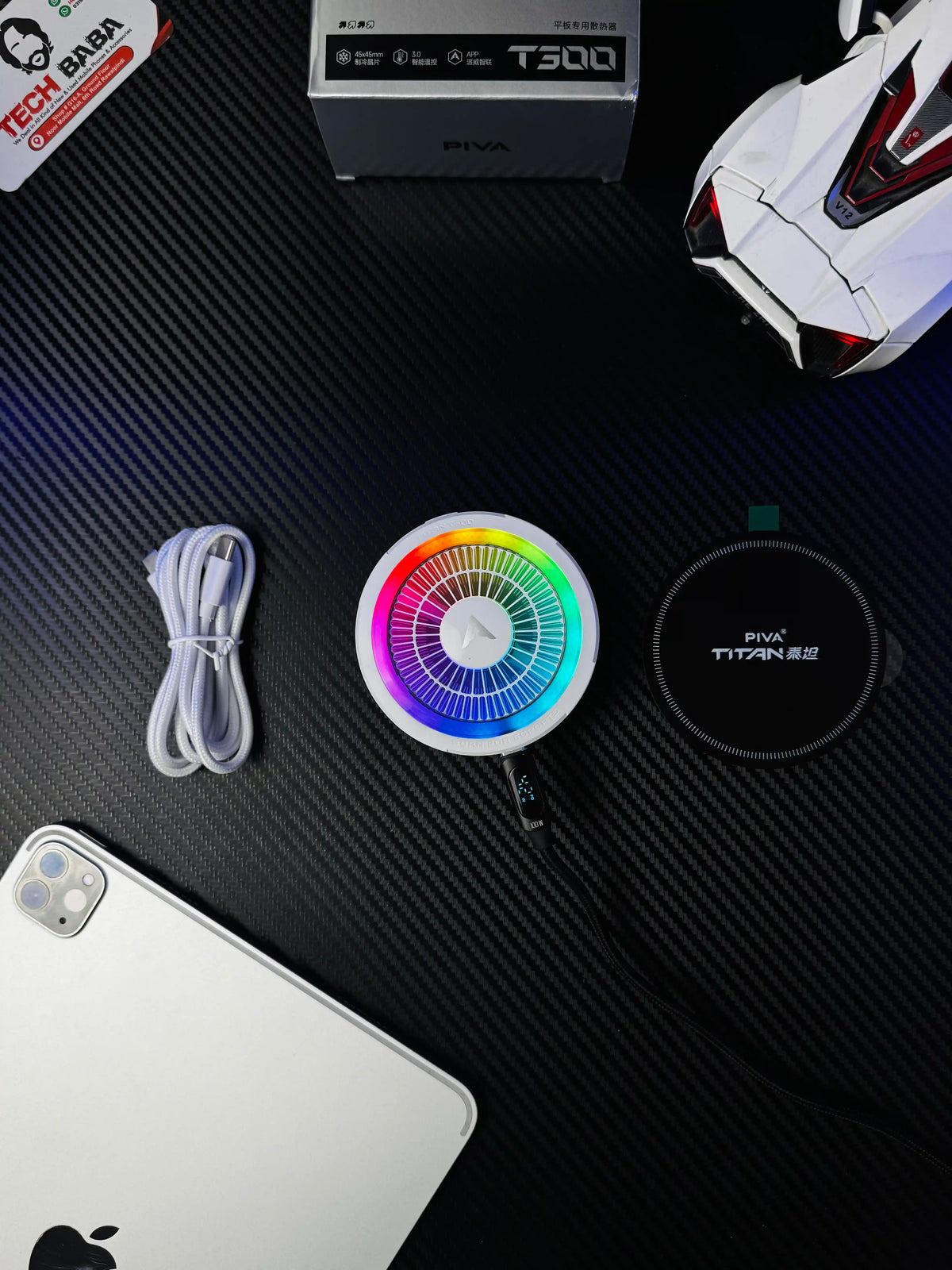 showing all things of Piva Titan T300 iPad Cooler — 45W Semiconductor Cooling Fan for PUBG Mobile.picture by TechBabaStore.pk