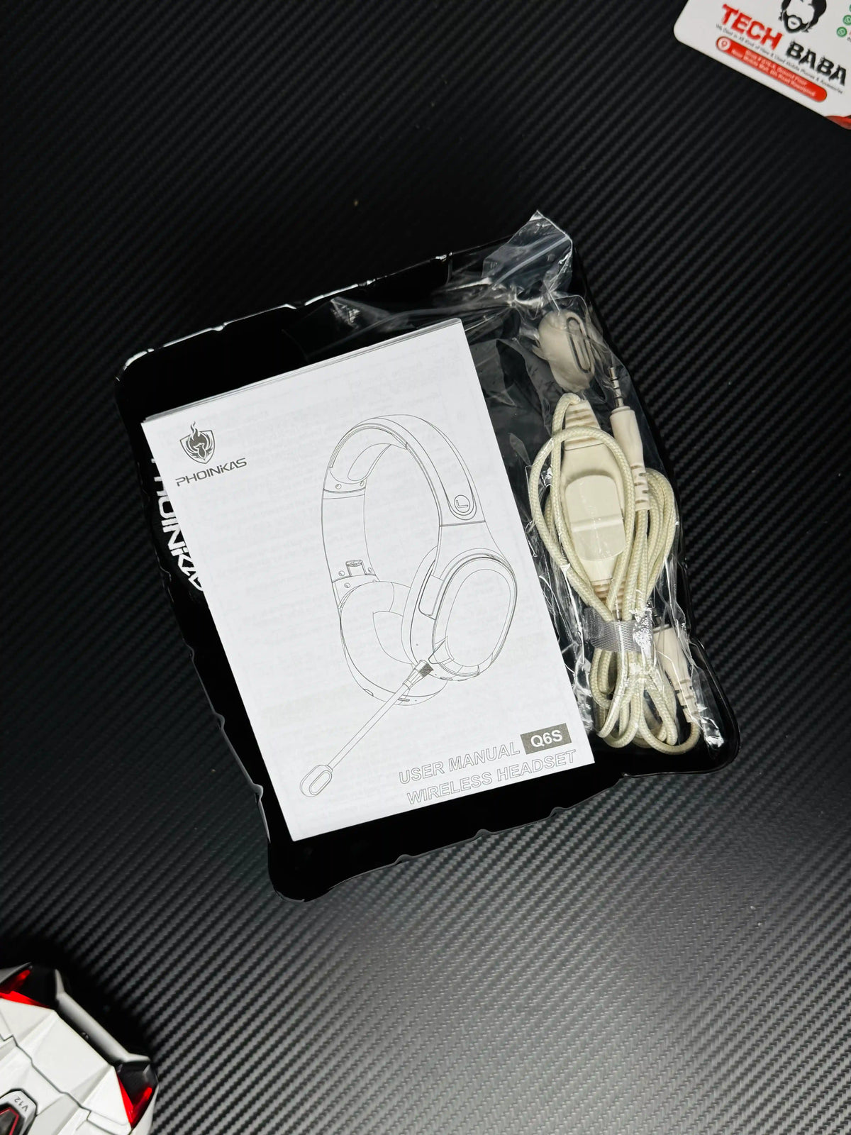 showing all things of Phoinikas Q6S Wireless Gaming Headset — Bluetooth 5.3, Detachable Mic, 30Hrs Battery | Best PUBG Headset Pakistan. picture by TechBabaStore.pk