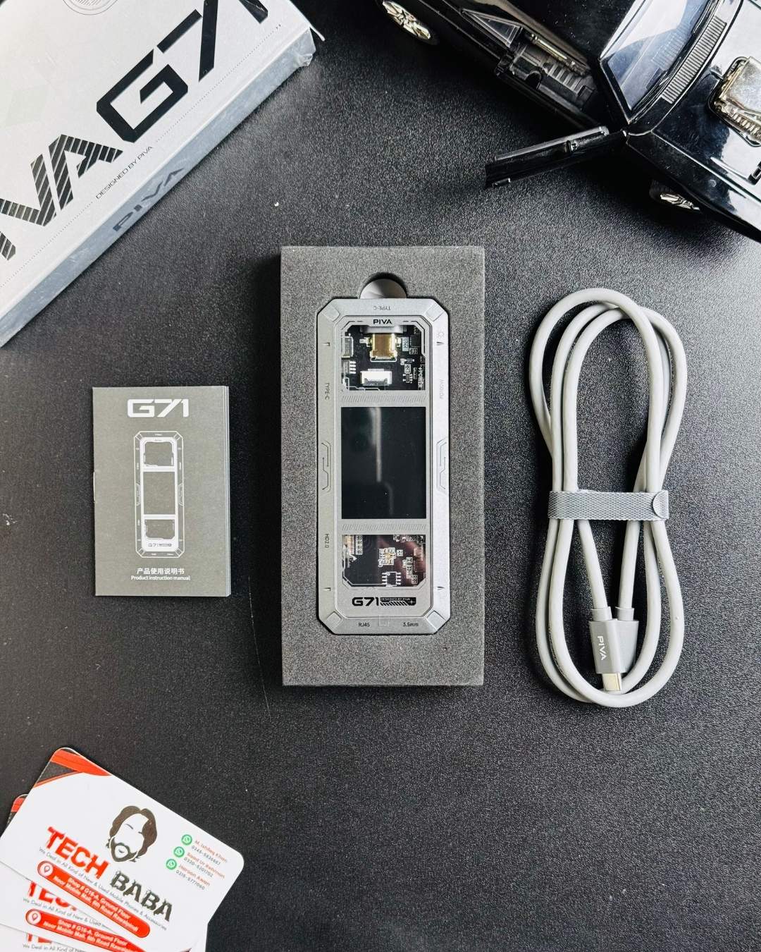 showing all things of PIVA G71 7-in-1 Gaming Splitter & Docking Station _ picture by techbabastore.pk 